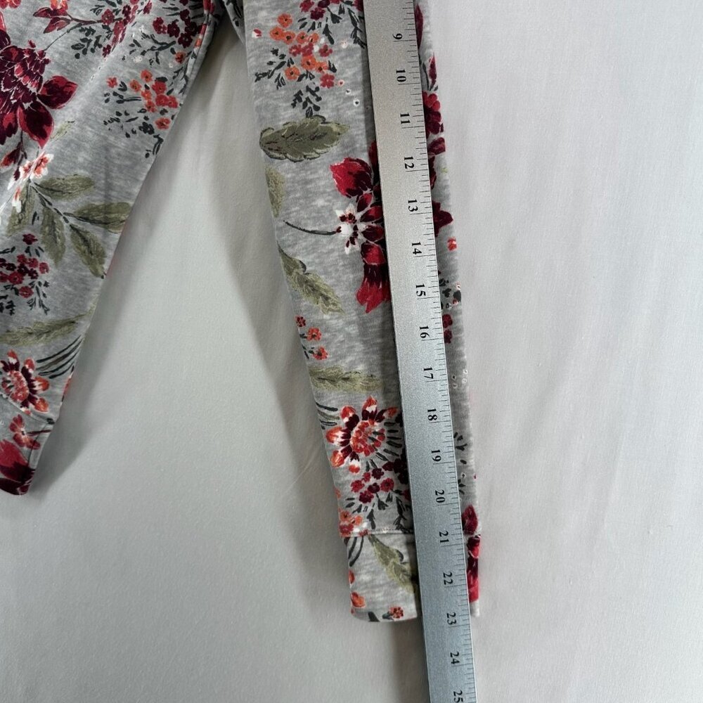 Croft & Barrow Super Soft Shirt Womens PXS Long Sleeve Pullover Floral Gray Red - Picture 8 of 10
